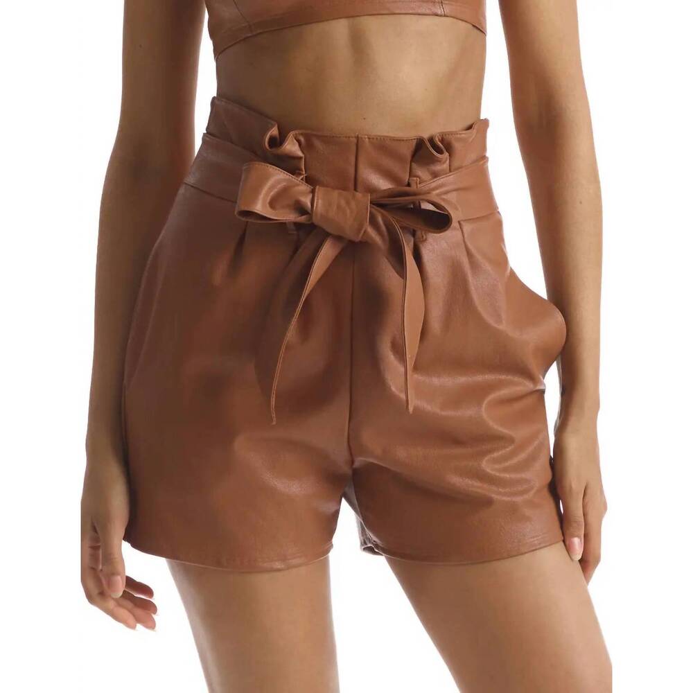 NEW COMMANDO women's faux leather paperbag short in cocoa